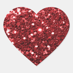 Shining Red Glitter Faux Glitter Sparkle Hart Sticker