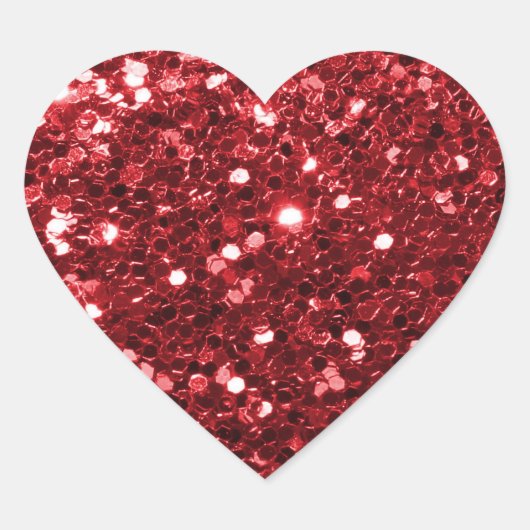 Shining Red Glitter Faux Glitter Sparkle Hart Sticker (Voorkant)