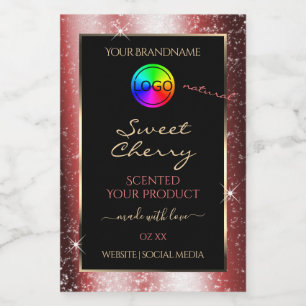 Shining Red Glitter Lijst Productlabel met Logo Voedselcontainer Etiket