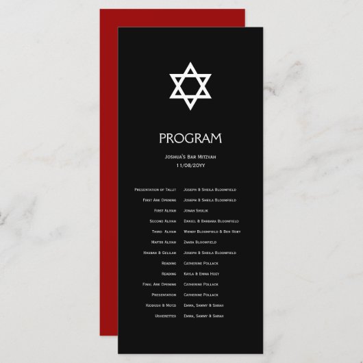 Shining Star Bar/Bat Mitzvah Program Programma (Voorkant / Achterkant)