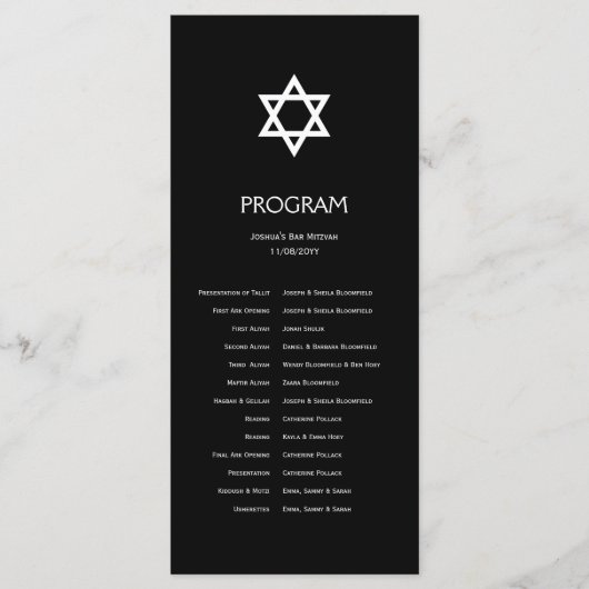 Shining Star Bar/Bat Mitzvah Program Programma (Voorkant)