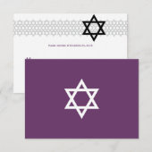 Shining Star Bar Mitzvah RSVP in Paars (Voorkant / Achterkant)