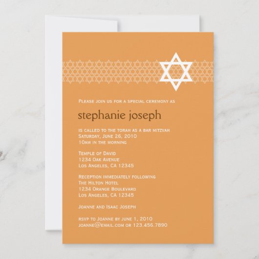 Shining Star Bat Mitzvah Uitnodiging (Voorkant)