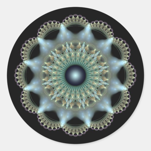 Shining star fractal ornament ronde sticker (Voorkant)