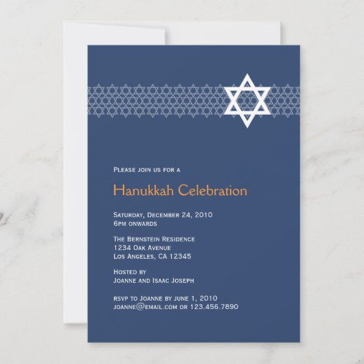 Shining Star Hanukkah Party Invitation Kaart (Voorkant)