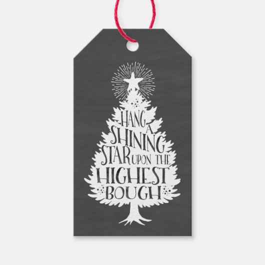 Shining Star Kerstboom Kraft Gift Labels Cadeaulabel (Voorkant)