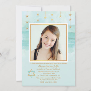 Shining Star Photo Bat Mitzvah Uitnodiging