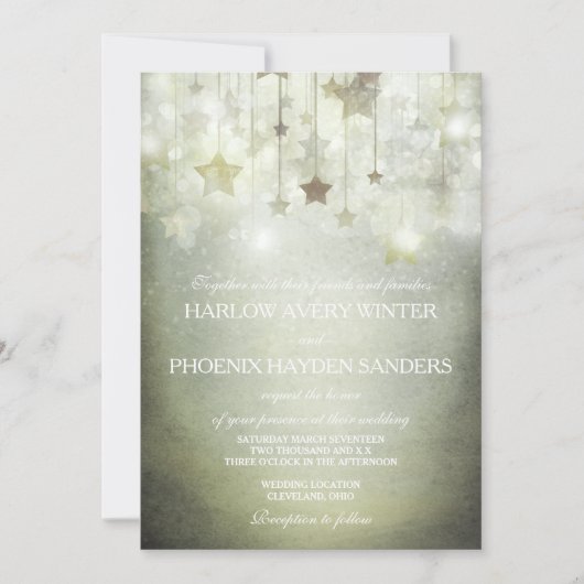 Shining Stars Wedding Invite Kaart (Voorkant)