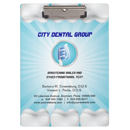 Shining Teeth Dentist Klembord (Voorkant)