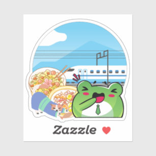 Shinkansen Reis: Salaryman Kikker en Japanse Maalt Sticker