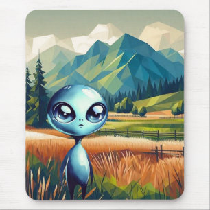 Shiny Blue Alien Mousepad Muismat