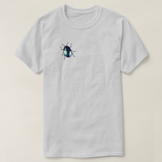 Shiny Blue Beetle Illustratie T-shirt (Design voorkant)