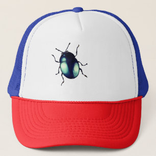 Shiny Blue Beetle Illustratie Trucker Pet