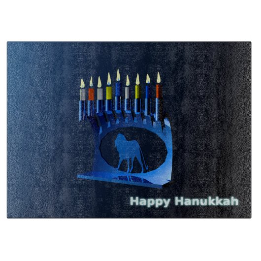 Shiny Blue Chanukkah Menorah Snijplank (Voorkant)