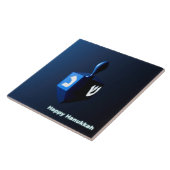 Shiny Blue Dreidel Tegeltje (Zijkant)