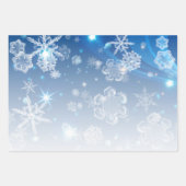Shiny Blue Winter Wonderland Crystal Snowflakes Inpakpapier Vel (Voorkant)