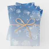 Shiny Blue Winter Wonderland Crystal Snowflakes Inpakpapier Vel (In situ)
