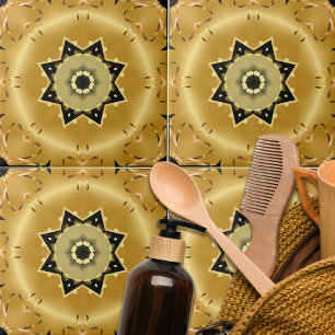 Shiny Chic Elegant Gold en Black Star Arabesque Tegeltje