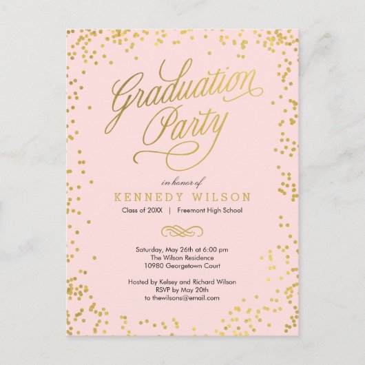 Shiny Confetti Afstuderen Invitation Briefkaart (Voorkant)