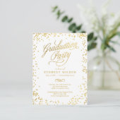 Shiny Confetti Graduation Invitation Carte Postale (Debout devant)