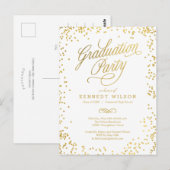 Shiny Confetti Graduation Invitation Carte Postale (Devant / Derrière)