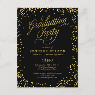 Shiny Confetti Graduation Invitation Carte Postale