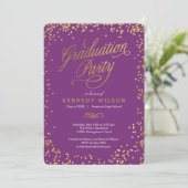 Shiny Confetti Graduation Party Invitation Plum (Debout devant)