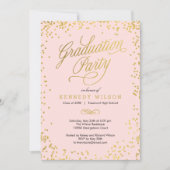 Shiny Confetti Graduation Party Invitation rose (Devant)