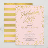 Shiny Confetti Graduation Party Invitation rose (Devant / Derrière)