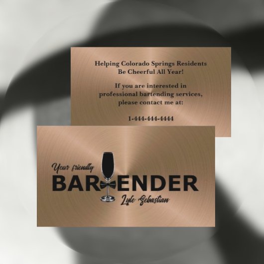 Shiny Cuper Événement Bartender Carte de visite