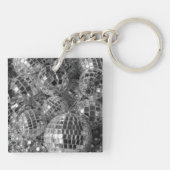 Shiny Disco Ball Ornamenten Black en White Photo Sleutelhanger (Achterkant)