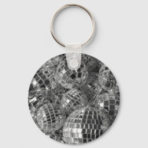 Shiny Disco Ball Ornamenten Black en White Photo Sleutelhanger