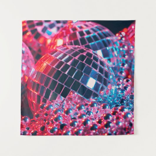 Shiny disco party background with mirror balls ref wandkleed (Voorkant)