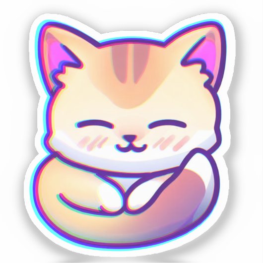 shiny fluffy cat sticker (Recto)