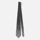 Shiny Glitter Ombre Fading Gray Silver Stropdas (Voorkant)