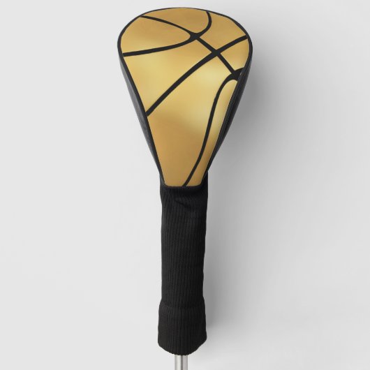 Shiny Gold Basketball Golf Head Hoesje Golfheadcover (Voorkant)