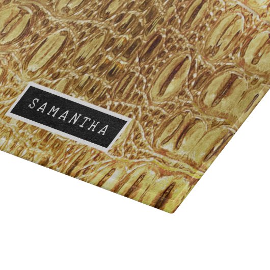 Shiny Gold Designer Alligator Crocodile Skin Snijplank (Hoek)