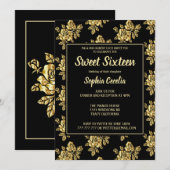 Shiny Gold Roos Sweet 16 Invitation Kaart (Voorkant / Achterkant)
