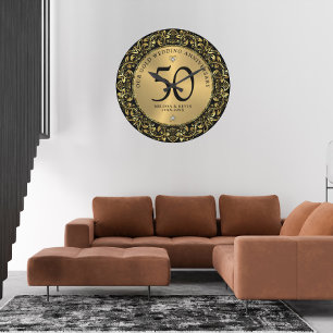 Shiny Gold Swirls Circle Lijst 50e bruiloft Grote Klok