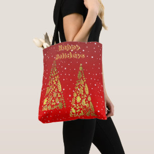 Shiny Golden Christmas Trees Sac fourre-tout de va