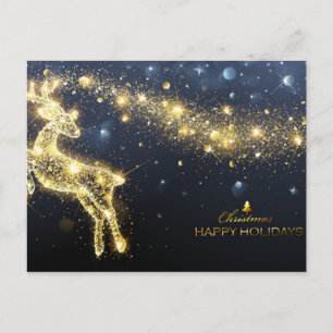 Shiny Golden Reindeer Merry Kerstfeestdag Briefkaart