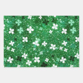 Shiny Green en Gold Shamrock Feestelijke set van 3 Inpakpapier Vel (Voorkant 2)