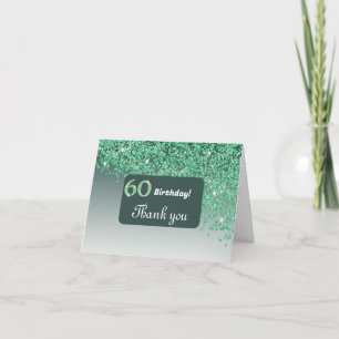 Shiny Green Glitter, 60e verjaardag Bedankkaart