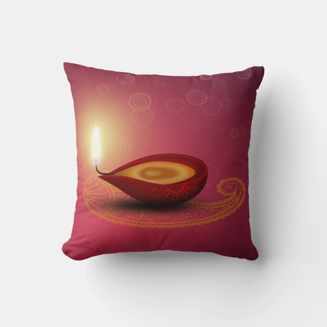 Shiny Happy Diwali Diya - Coussin (Recto)
