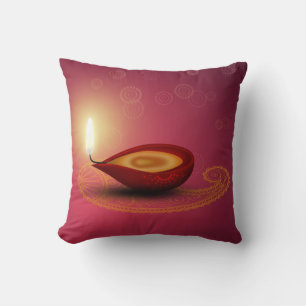 Shiny Happy Diwali Diya - Pillow Kussen