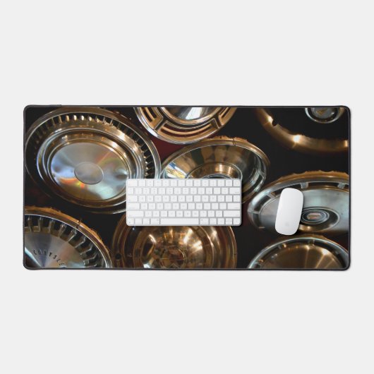 Shiny Hubcaps Art Garage Man Cave Desk Mat Pad (Clavier et souris)