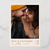 Shiny Just Love Crème Terracotta Retro Bruiloft Folie Uitnodiging (Voorkant)