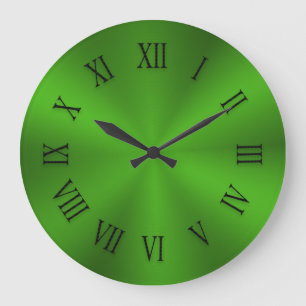Shiny Lime Green Metallic Clock with Roman Numbers Grote Klok