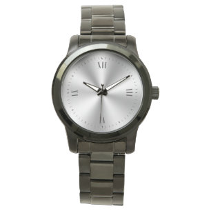 Shiny Metallic Black Roman Numerals Horloge