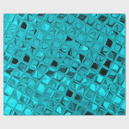 Shiny Metallic Girly Blauwgroen Diamond Faux Serpe Cadeaupapier (Vlak)